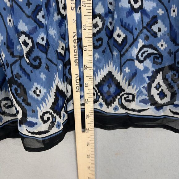 Veronica Beard Blouse Womens 8 Blue Silk Cabo Boho Top Peplum Lace Luxury - Picture 13 of 15